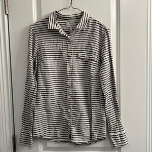 J. Crew Navy Striped Boy cut Button-Down Blouse 8